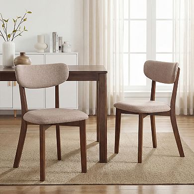 Costway Upholstered Dining Chairs Set with Solid Rubber Wood Frame, Curved Backrest