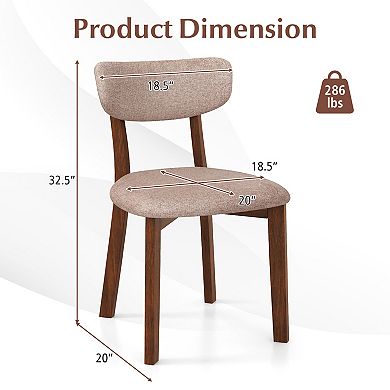 Costway Upholstered Dining Chairs Set with Solid Rubber Wood Frame, Curved Backrest
