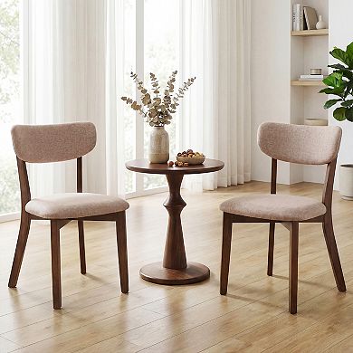 Costway Upholstered Dining Chairs Set with Solid Rubber Wood Frame, Curved Backrest