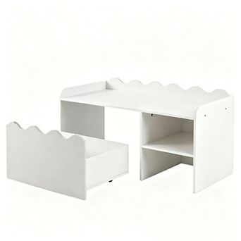 Costway Kids Bookshelf & Toy Storage Organizer,Wooden Toddler Book Rack with Movable Drawer