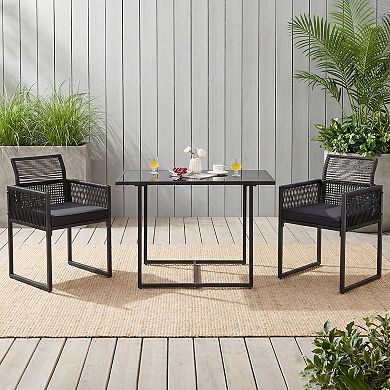 Costway 3PCS Patio PE Wicker Furniture Set Cushioned Chairs with Folding Backrest Backyard