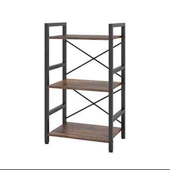 Costway 3 tier Bookshelf with Metal Frame & Wooden Storage Racks for Living Room, Study