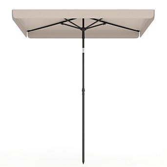 Costway Rectangular Outdoor Balcony Umbrella, Push Button Tilt, Portable Carrying Bag