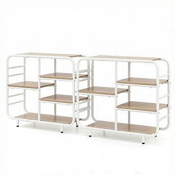 Costway 5 tier Bookshelf for Living Room,Bookcase with Sturdy Metal Frame,Modern Book Shelf