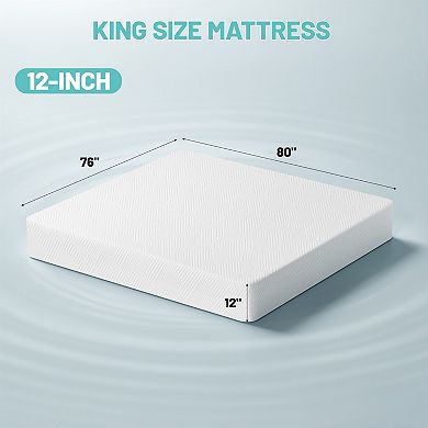 12in Mattress in a Box, Gel Memory Foam, Medium Firm, Pressure Relief, Cooling Sleep Support