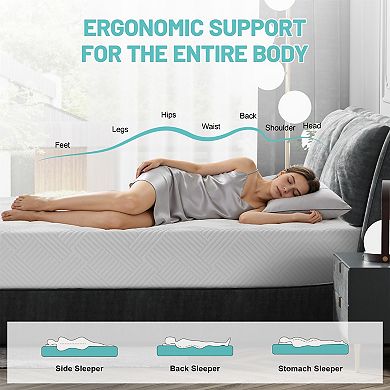 8in Mattress in a Box, Gel Memory Foam, Medium Firm, Pressure Relief, Cooling Sleep Support