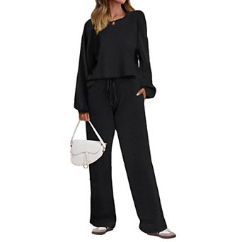 Ekouaer Lounge Sets Two Piece Sets Casual Knit Sweater Pants Outfits
