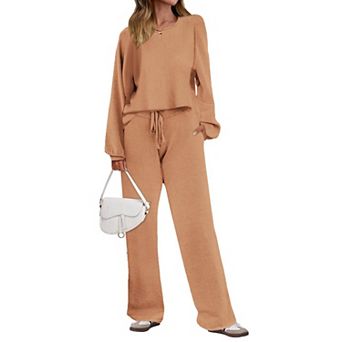 Ekouaer Lounge Sets Two Piece Sets Casual Knit Sweater Pants Outfits