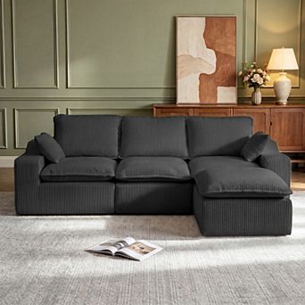 108" Oversized L-Shaped Couch, Cloud Sectional Couch with L-Shaped Chaise, Modular Sectional Sofa
