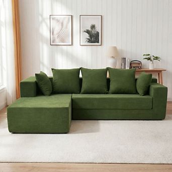 108" Oversized L-Shaped Couch, Cloud Sectional Couch with L-Shaped Chaise, Modular Sectional Sofa