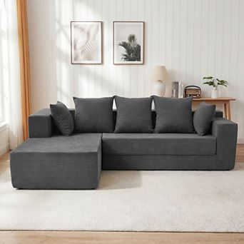 108" Oversized L-Shaped Couch, Cloud Sectional Couch with L-Shaped Chaise, Modular Sectional Sofa