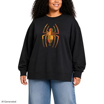 Plus Size Marvel Spider-Man Oversized Fleece Crew Sweatshirt