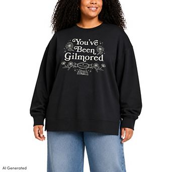 Plus Size Gilmore Girls “You've Been Gilmored” Floral Oversized Fleece Crew Sweatshirt