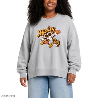 Plus Size Disney's Mickey Mouse 28 Football Oversized Fleece Crew Sweatshirt