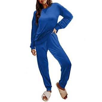 Ekouaer Womens Velvet Pajamas Sets Long Sleeve Leopard Jogger Pajamas Two Piece Velour Sleepwear