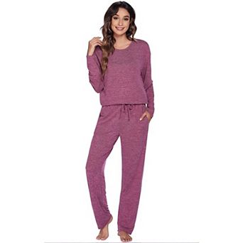 Ekouaer Pajamas Womens Two Piece Lounge Set Long Sleeve Top and Pants Pajamas Sleepwear Set