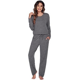 Ekouaer Pajamas Womens Two Piece Lounge Set Long Sleeve Top and Pants Pajamas Sleepwear Set