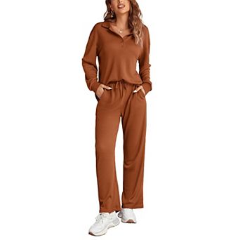 Ekouaer Womens Pajamas Sets Two Piece Long Sleeve Pajama Sweatsuits Outfits Clothes with Pockect