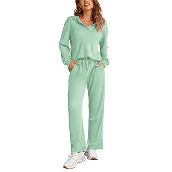 Ekouaer Womens Pajamas Sets Two Piece Long Sleeve Pajama Sweatsuits Outfits Clothes with Pockect