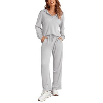 Ekouaer Womens Pajamas Sets Two Piece Long Sleeve Pajama Sweatsuits Outfits Clothes with Pockect