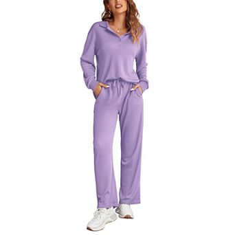 Ekouaer Womens Pajamas Sets Two Piece Long Sleeve Pajama Sweatsuits Outfits Clothes with Pockect