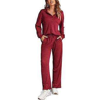 Ekouaer Womens Pajamas Sets Two Piece Long Sleeve Pajama Sweatsuits Outfits Clothes with Pockect