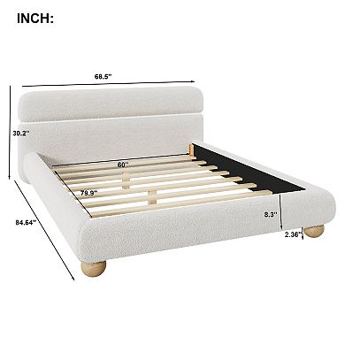 Merax Queen Size Contemporary Low Profile Upholstered Bed with Teddy Fleece Fabric