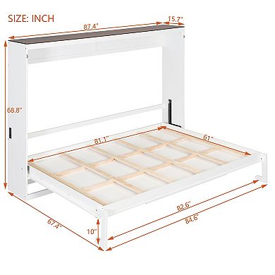 Merax Queen Size Murphy Bed Wall Bed & USB