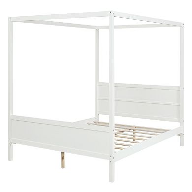 Merax Queen Size Canopy Platform Bed with Headboard and Footboard