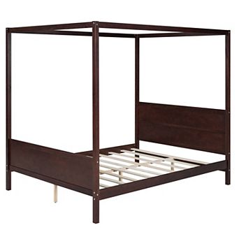 Merax Queen Size Canopy Platform Bed with Headboard and Footboard