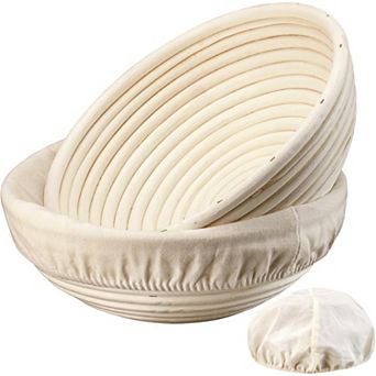 Sourdough Proofing Bowls 2 pc Set Handmade Rattan for Baking