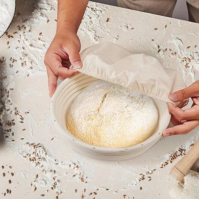 Sourdough Proofing Bowls 2 Piece Set Handmade Rattan for Baking