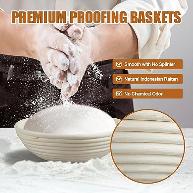 Sourdough Proofing Bowls 2 Piece Set Handmade Rattan for Baking