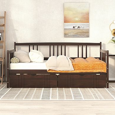 Merax Twin Size Daybed Wood Bed with Two Drawers