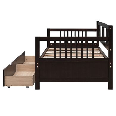 Merax Twin Size Daybed Wood Bed with Two Drawers