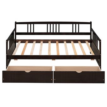 Merax Twin Size Daybed Wood Bed with Two Drawers