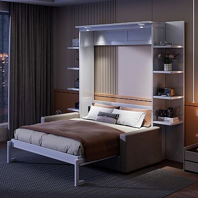 Merax Queen Size Murphy Bed Wall Bed with Sofa