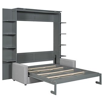 Merax Queen Size Murphy Bed Wall Bed with Sofa