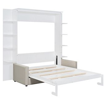 Merax Queen Size Murphy Bed Wall Bed with Sofa