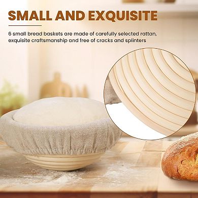 Mini Banneton Bread Proofing Basket Set of 6 Small Sourdough