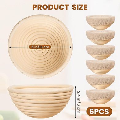 Mini Banneton Bread Proofing Basket Set of 6 Small Sourdough
