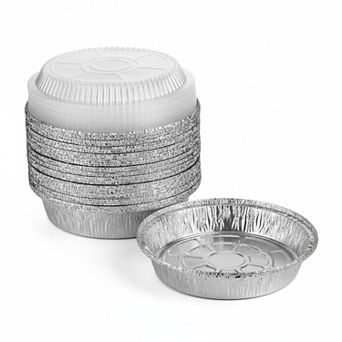 9 Inch Round Disposable Aluminum Foil Pans With Lids 40 Pack Baking Storage Reheating