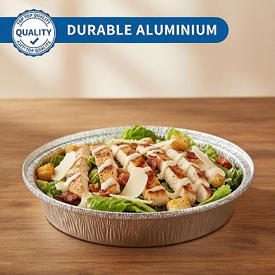 9 Inch Round Disposable Aluminum Foil Pans With Lids 40 Pack Baking Storage Reheating