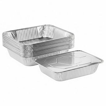 10 Pack Heavy Duty Disposable Aluminum Foil Pans With Lids For Catering Baking