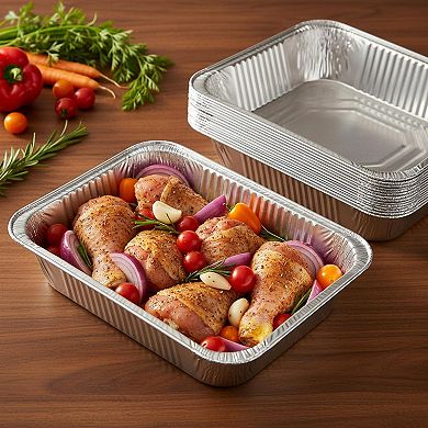 10 Pack Heavy Duty Disposable Aluminum Foil Pans With Lids For Catering Baking