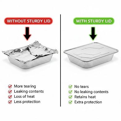 10 Pack Heavy Duty Disposable Aluminum Foil Pans With Lids For Catering Baking