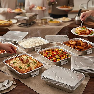 10 Pack Heavy Duty Disposable Aluminum Foil Pans With Lids For Catering Baking