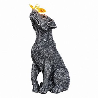 Dog Garden Statue With Butterfly Solar Lights Outdoor Memorial Decor Gifts For Mom