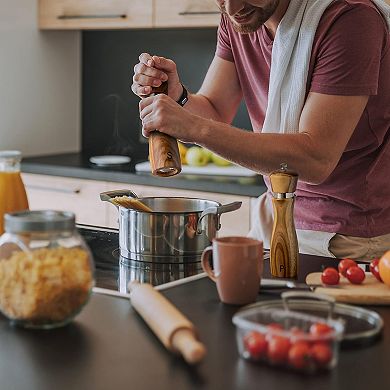 Wooden Salt and Pepper Grinder Set Refillable Adjustable Coarseness