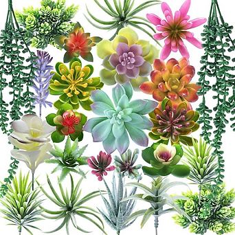 Artificial Succulents Set, Faux Hanging & Cactus Plants for Home Decor